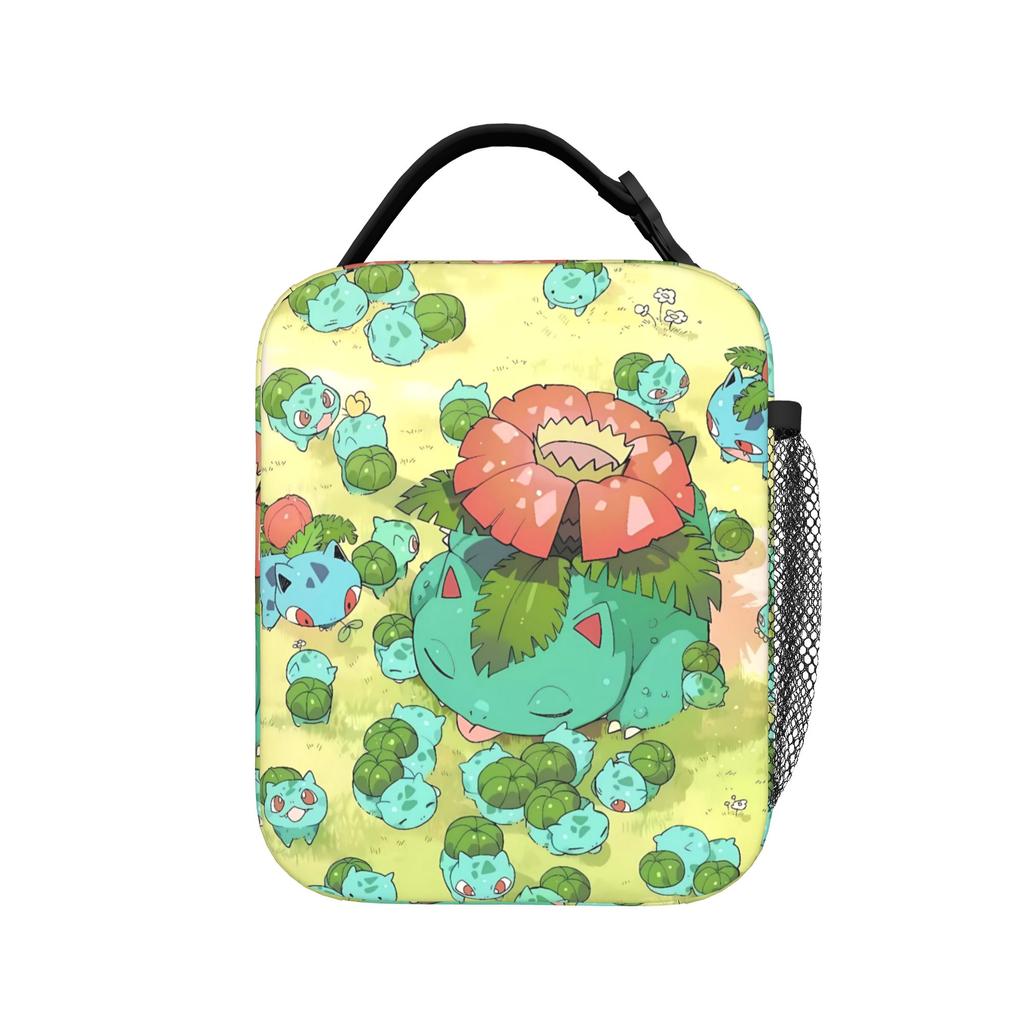 Bulbasaur Group Anime Lunch Bag School Portable Lunch Box For Girls Oxford Designer Cooler Bag
