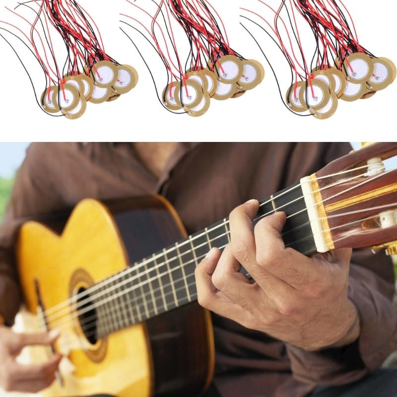 15Pcs Sound Sensor Wires Piezo Disc Transducer Prewired for Guitar Drum Triggers