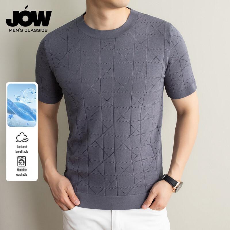JOW Men s Old Money Style Plaid Jacquard Short Sleeve T-Shirt 3XL