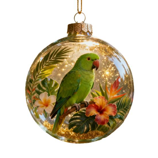 Yousheng Bird Christmas Tree Ornament Handcrafted Clear Plastic Ball Ornaments with 3D Lifelike Birds Memorial Keepsake Gifts for Holiday Home Decor