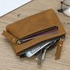 New Men Genuine Leather Zipper Coin Wallet Natural Leather Short Purse Card Holder Cash Clutch Wallet With Key Ring