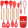 12-Piece Silicone Kitchen Utensil Set With Wooden Handle Heat-Resistant Non-Stick Cooking Tools Home Use