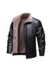 Men's Autumn/Winter Thickened Fleece Leather Jacket - Business Casual, Square Collar, Fashionable and Versatile