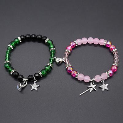 1Pair Magic Stick Hat Crown Pendant Beads Bracelet Couple Matching Bracelets Wicked Witch Movie Inspired Bracelet Friend Zircon