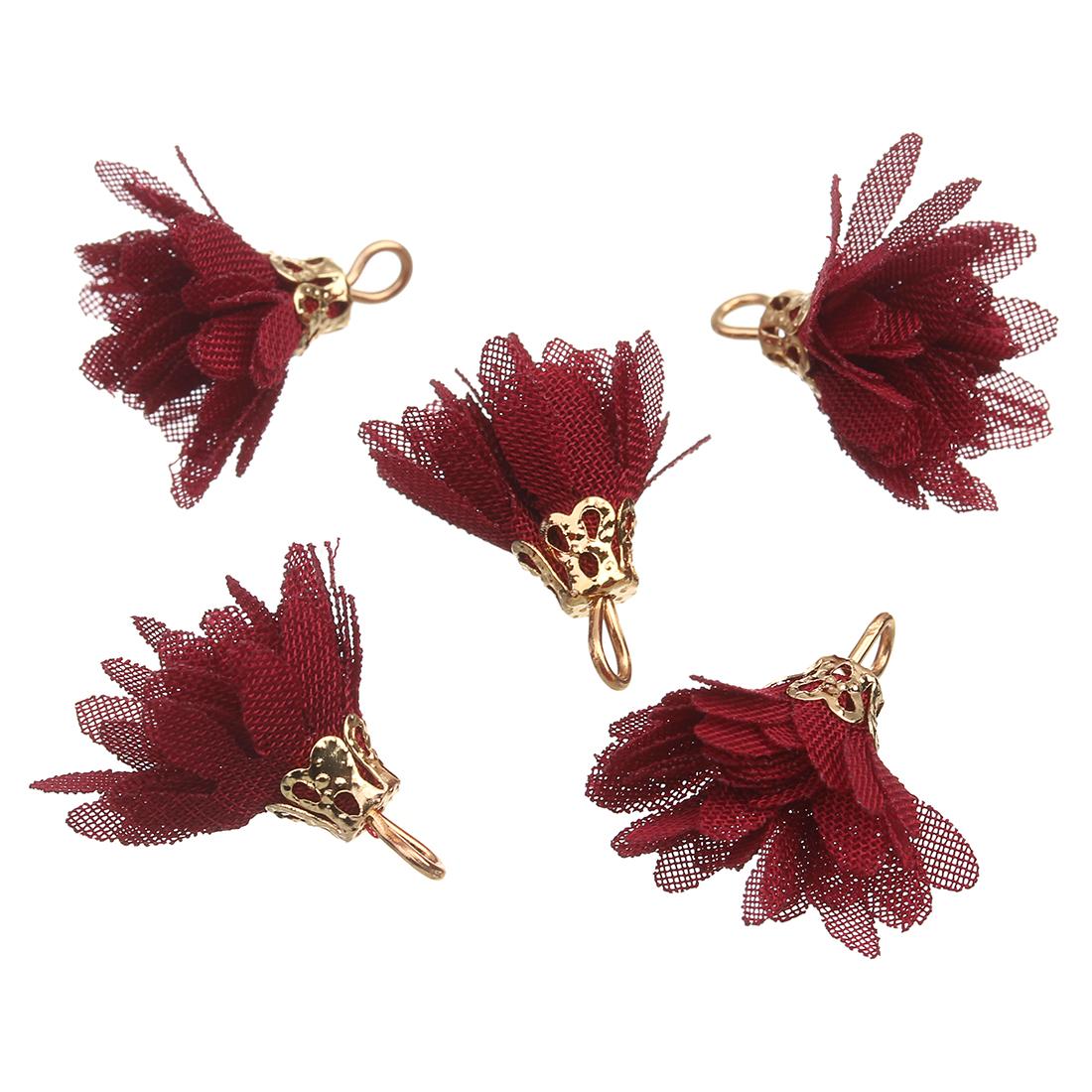 

20Pcs/Lot 20mm Earring Pendant Chiffon Colorful Flower Shape Pendant Diy Jewelry Accessories For Women Sweet Earrings Production вино красного