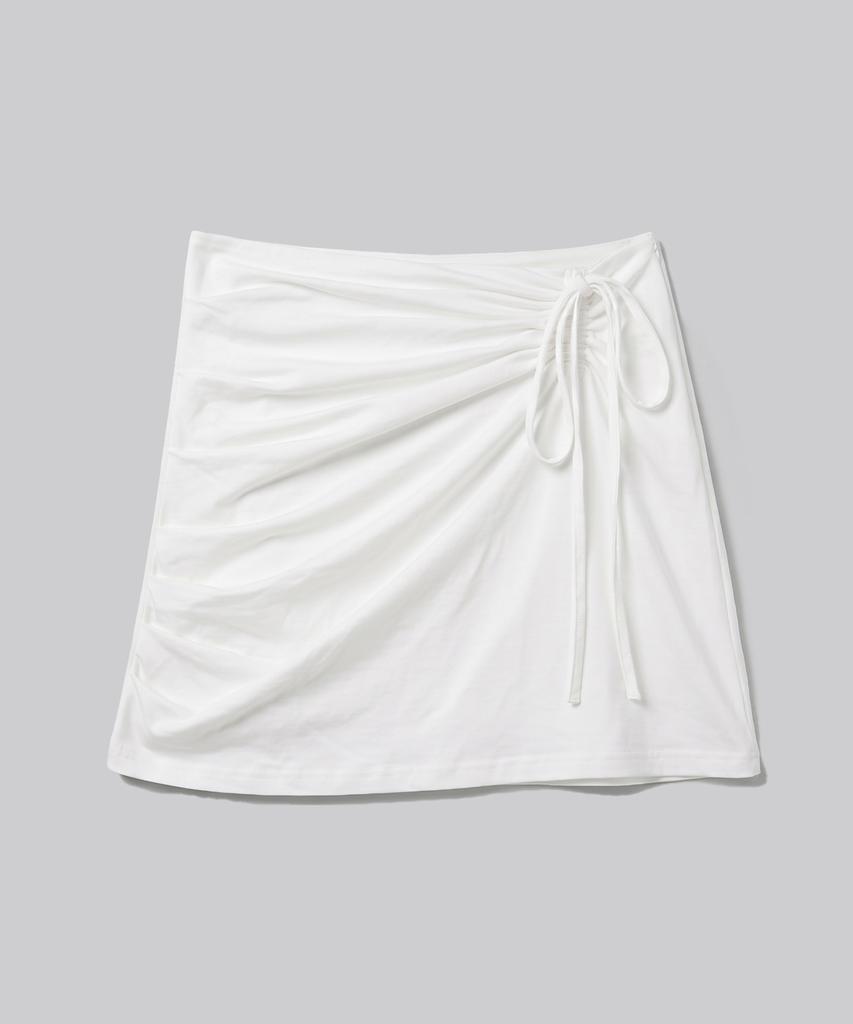 Chix String Draped Shirring Skirt White
