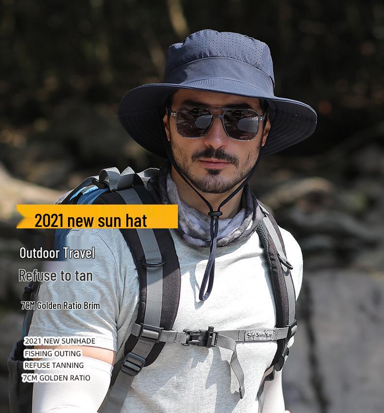 Men's Wide-Brim Sunshade Hat - Anti-UV, Outdoor, Summer, Mountaineering, and Fishing Hat