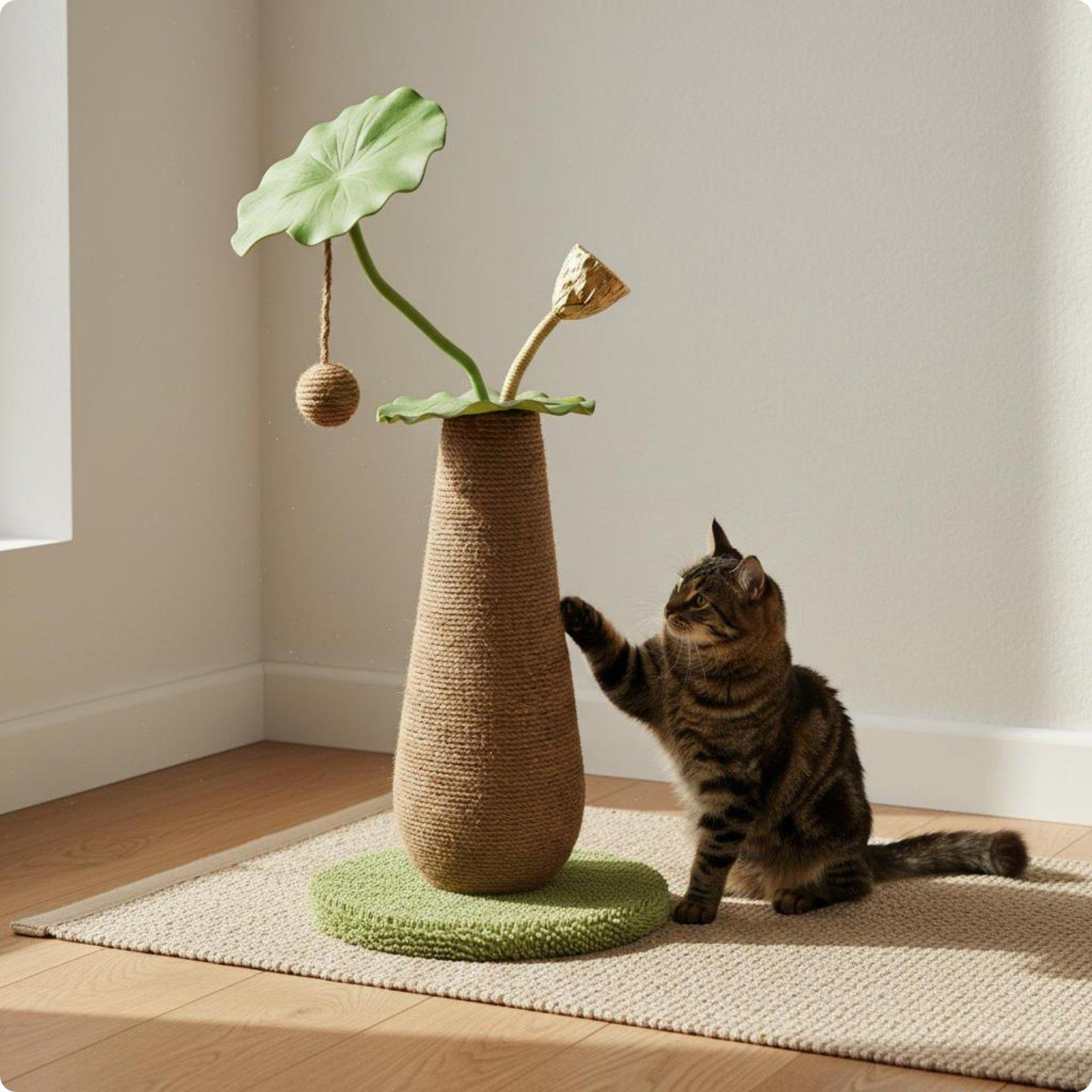 Cat Scratcher with Ball Play and Scratch Scratching Pole Low Dust Pet Toy