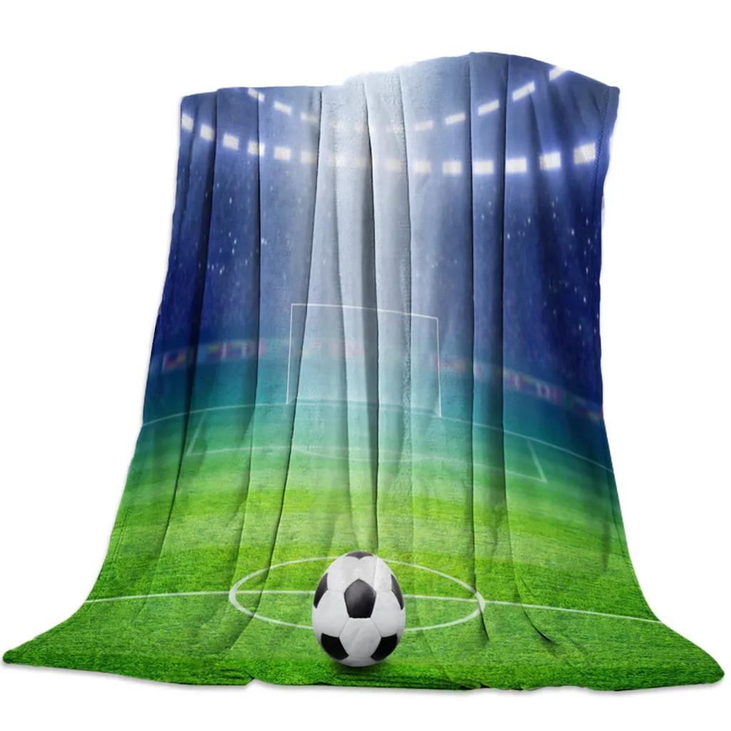 Soccer Ball Sport Football Print Blankets Coverlet Throw Cover Fleece Comfort Warm Flannel Blanket for Indoor Couch Home Decor