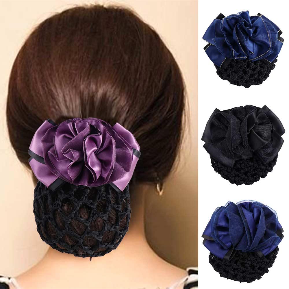 Headwear Hotel Female Nurse Hairgrips Cover Net Korean Bun Snood Floral Spring Clip Ponytail Clip
