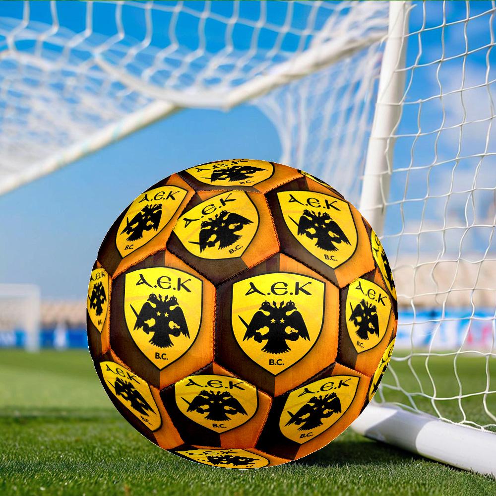 Aek Football Crest Size 5 Soccer Ball, Suitable for Training and Matches, High-Elasticity, Wear-Resistant Material Gift for Fan