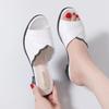 2024 Summer Collection New Women's Diamond Fashion Soft Leather Slippers with Button Closure Low Heel and Anti-Slip Features