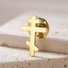 Orthodox Cross Metal Brooch for Women Men Stainless Steel Lapel Pins Catholicism Symbol Badge Suit Accessories Jewelry Gifts