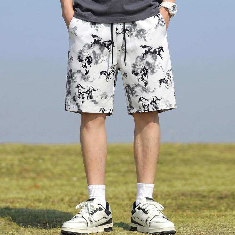 

Men s Streetwear Horse Print Shorts, Elastic Waist Casual Summer Shorts (M-5XL) 5XL(87kg-95kg)