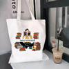 Canvas Tote Bag with Book Print Women Shoulder Ladies Handbag  Shopping Bag Casual Eco Girl Handbags No Zipper