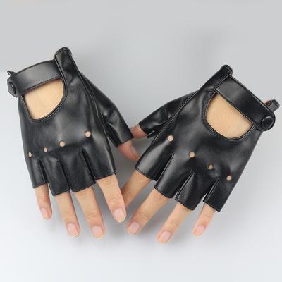 Gants en Cuir Mi-Doigts Homme et Femme Couples Mi-Fonctionnels Lolita Danse Gothique Cyberdew Ressort aux Doigts Printemps et Automne Courts