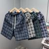 Men's Plaid Casual Shorts, Elastic Waist Drawstring Summer Beach Shorts (L-5XL)