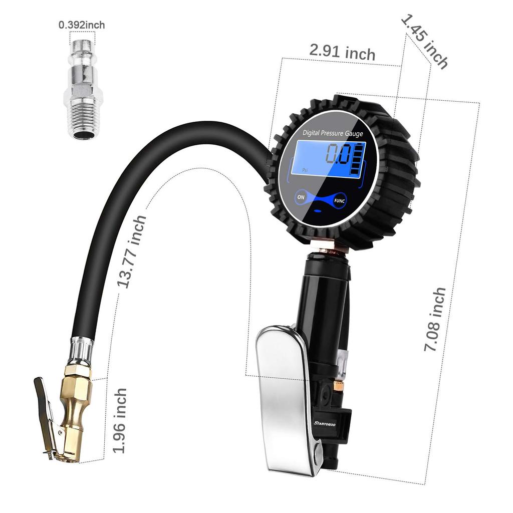 Digitaler Reifendruckprüfer, Inflator, 200 PSI, hochpräziser Luftdruckprüfer und LCD-Bildschirm für Auto, LKW, Motorrad, Wohnmobil, SUV, Fahrrad LV12
