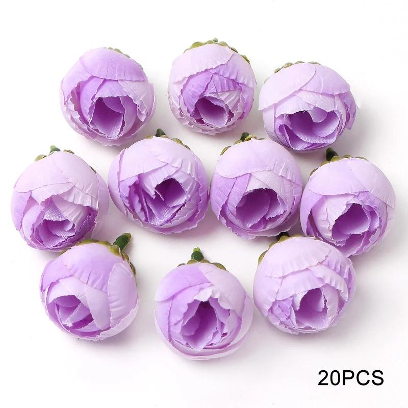 Purple Artificial Flowers Heads Silk Fake Flowers For Home Decor Party Wedding Decoration DIY Valentine's Day Gifts Accessories