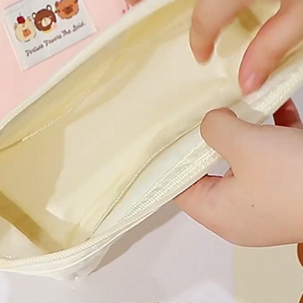Embroidered Kawaii Pencil Bag Large Capacity Pen Pencil Case Stationery Bag  Student