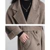 Fengxun Women's Long Double-Faced Wool Coat with Belt