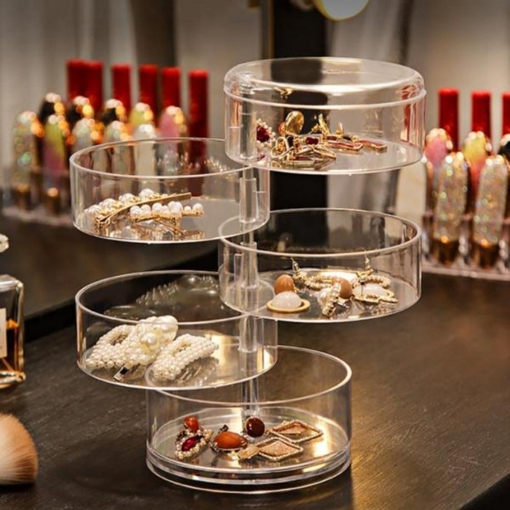 Women Jewelry Hair Accessories Storage Box Hair Tie Container Small Jewelry Box Multi-Layer Storage Box Hair Container Rotatable Storage Box Drawer