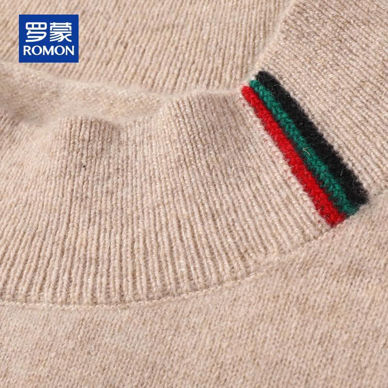 ROMON Men's 100% Cashmere Half-High Collar Pullover Sweater
