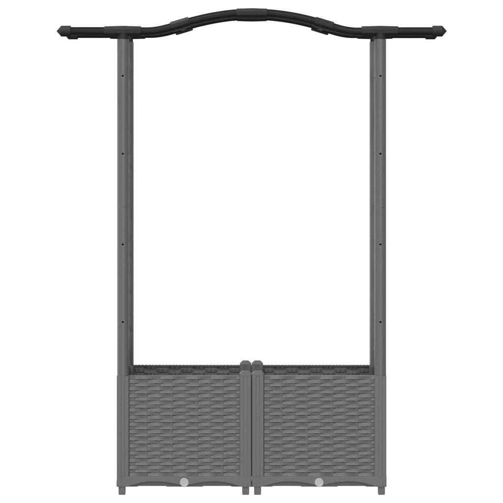 Raised Garden Bed with Trellis and Hanging Roof Light Grey 125 X 40 X 138 Cm PP