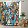 One Piece Luffy, Ace & Sabo Brothers Bond Fiery Scene 2D Print Waterproof Shower Curtain, Intense Flaming Background With Epic B