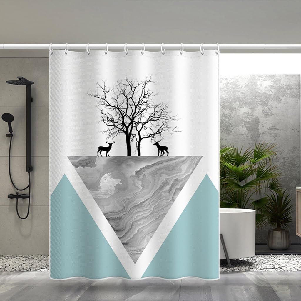

1 Piece Nordic Style Triangle Print Shower Curtain Bathroom Shower Curtain Waterproof Shower Curtain Bathroom W60H190(CM)-1 Pcs