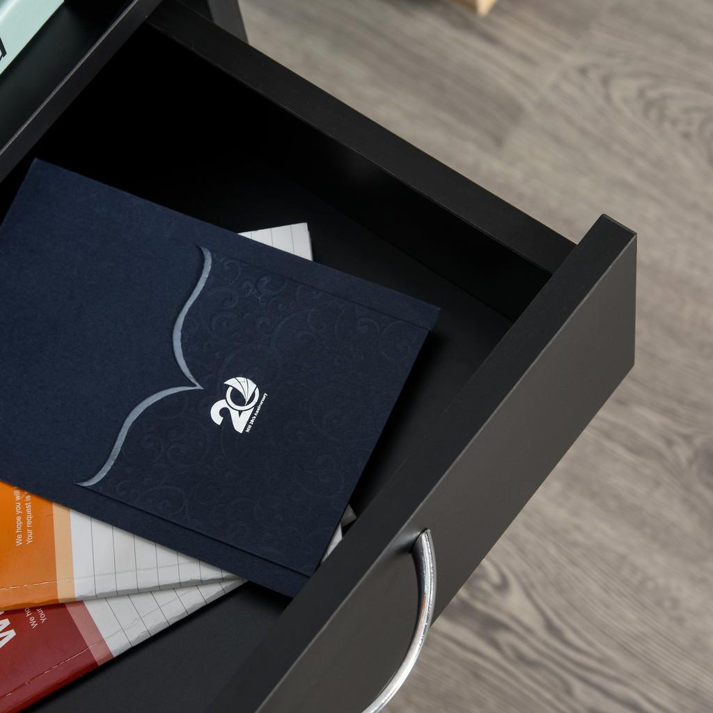 Rolling Cabinet Drawer Cabinet Container, 1 Compartment, 1 Shelf, 1 Drawer, 40 Cm X 35 Cm X 60 Cm, Black