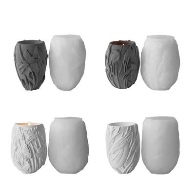 Artistic Candle Cup Silicone Mould Handmade Silicone Flower Pots Moulds Unique Round Candle Holders Plaster Mould