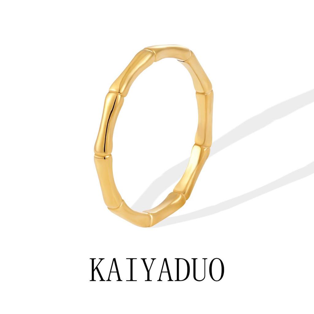 New Korean-Japanese Bamboo Joint Ring: Cold Style, Women's Titanium Steel, Non-Fading, Stackable Index Finger Accessory.