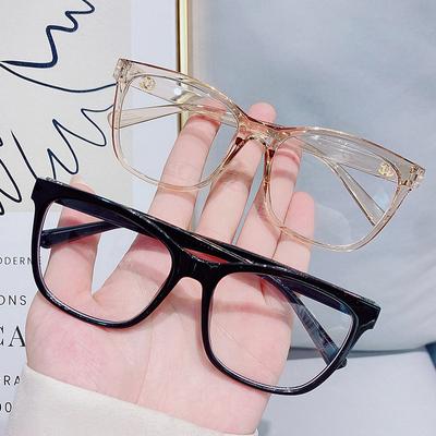 Klare Computerbrille für Damen Mode Blaulichtfilter Kurzsichtigkeitsbrille Herren Quadratische Übergroße Brille Dioptrien 0 bis -600