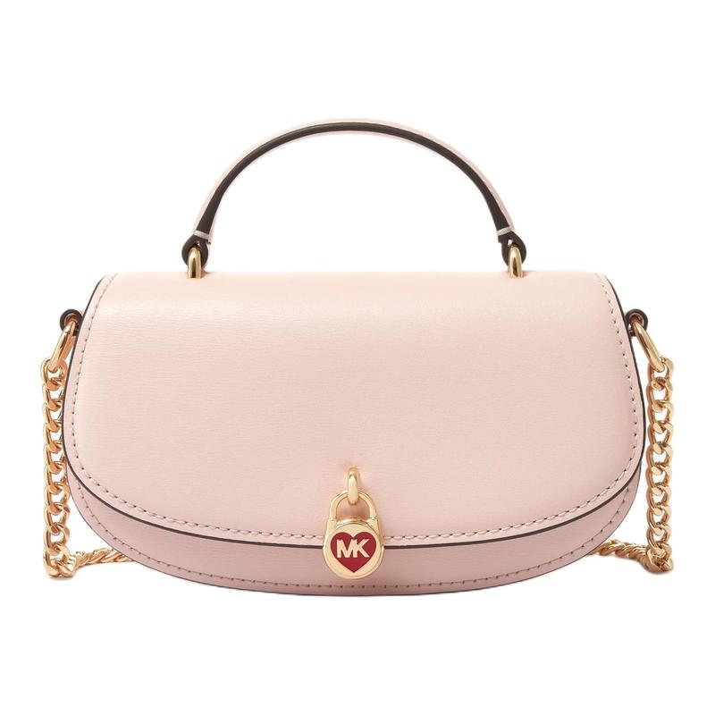MICHAEL KORS Mila oval flap design red love lock element cowhide one-shoulder crossbody handbag mini women s light pink красный