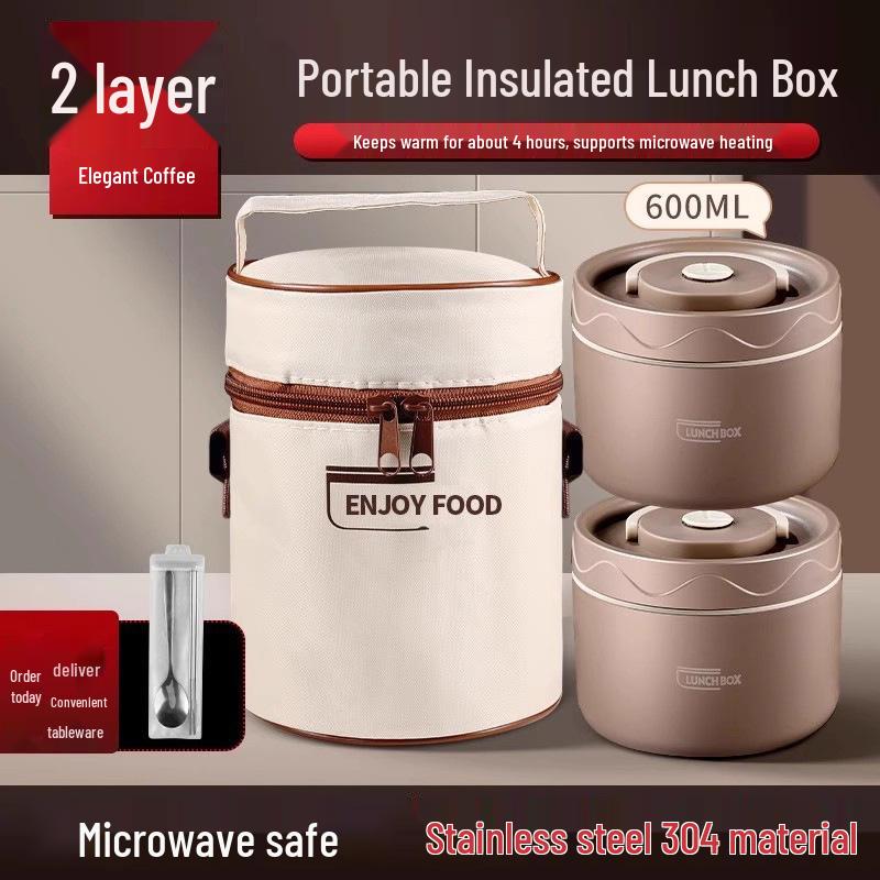 Extra Long Insulated Stainless Steel Bento Lunch Box - Microwaveable & Portable