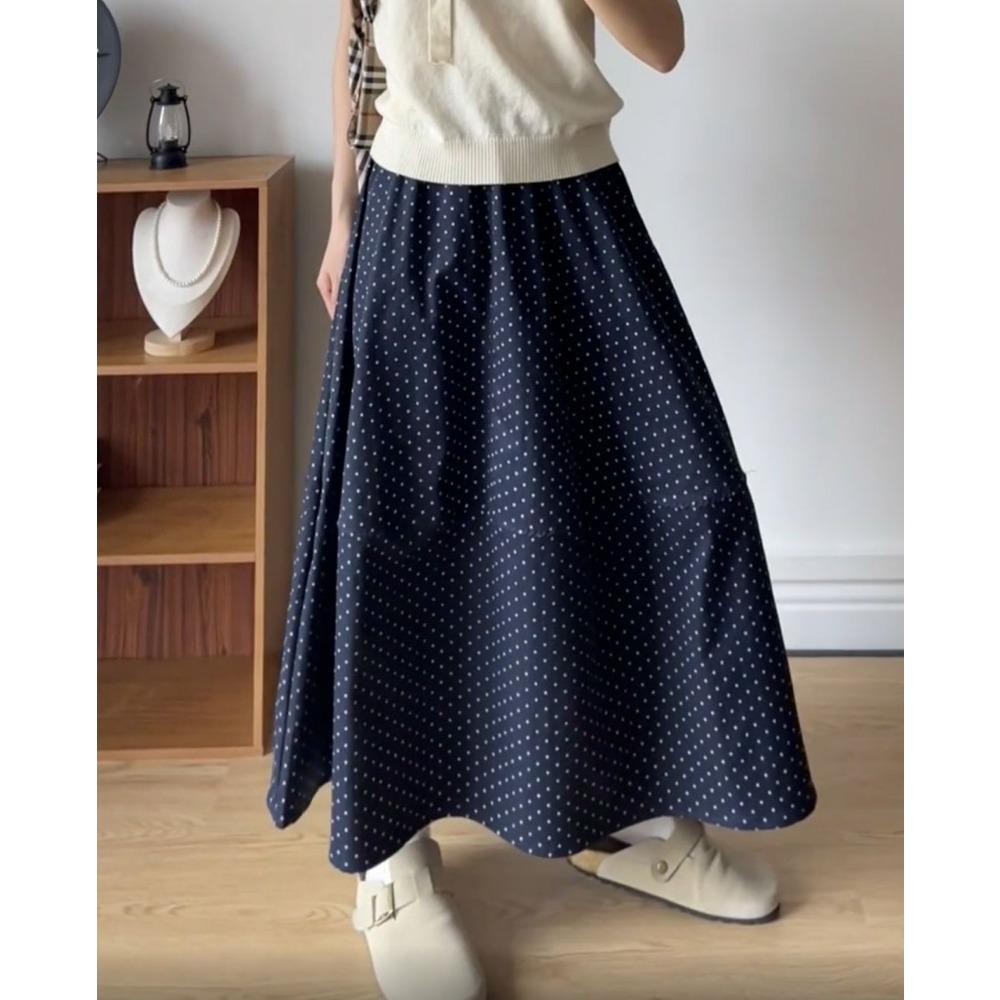 Flowy Floral Print Midi Skirt With Lining For Women French Sweet Style Skirt
