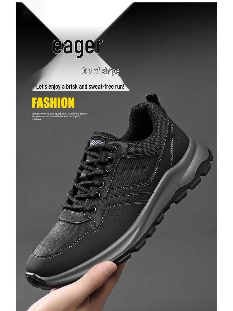 Men's 2025 Outdoor Sports Casual Leather Shoes - Soft Sole Hiking and Dad Shoes.