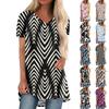 Kortermede damer Plisserte løse topper Plus Size Casual topper V-hals korte ermer Casual sommer T-skjorter Dameoverdeler T-skjorter Skjorter