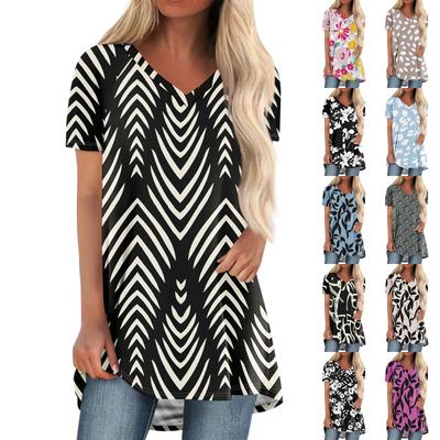 Damskie z krótkim rękawem plisowane luźne topy Plus rozmiar Casual topy V Neck z krótkim rękawem w stylu Casual, letnia koszulka z krótkim rękawem Topy damskie t-shirty z krótkim rękawem