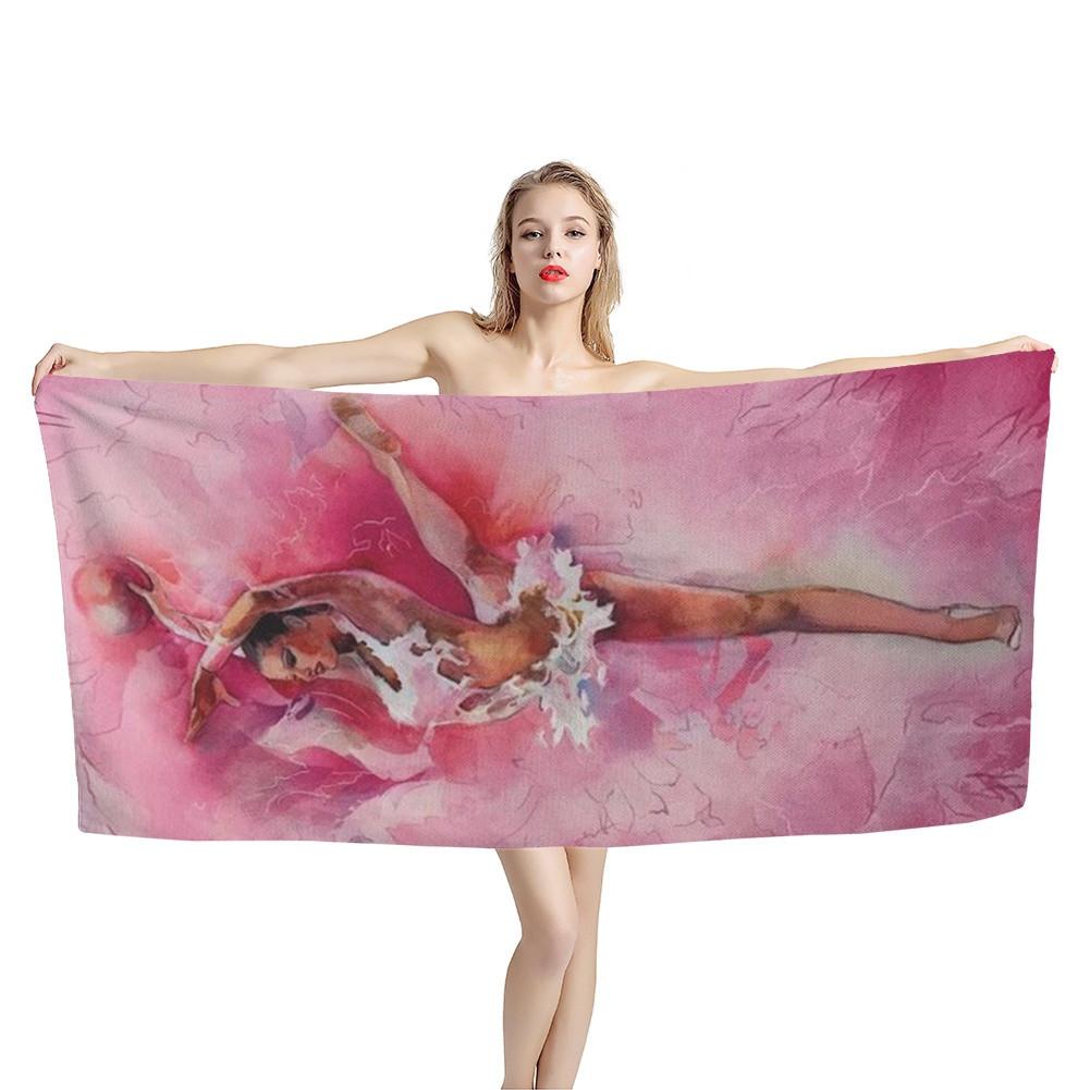 

Watercolor Gymnastic Elegant Dance Girl Beach Towel Ballet Girl Soft Absorbent Bath Towel Quick Dry Towel for Bathroom Hotel Gym W30*H60(CM)