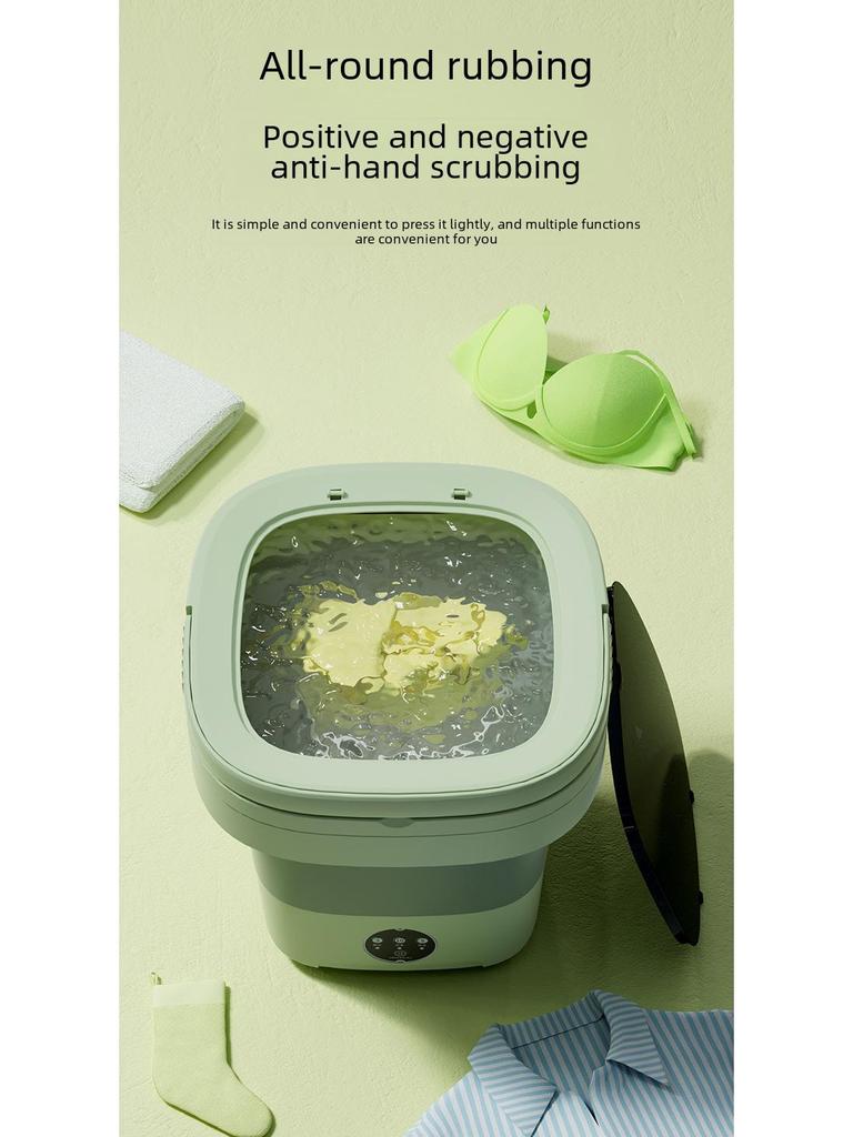Compact 11L Portable Folding Washing Machine for Underwear and Socks - Wash & Dry.
