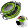 2 Pack Collapsible Colander Set, Emptycolor Foldable Collapsible Strainers for Kitchen, Small Round Colander with Base and Handles for Pasta, Fruit,