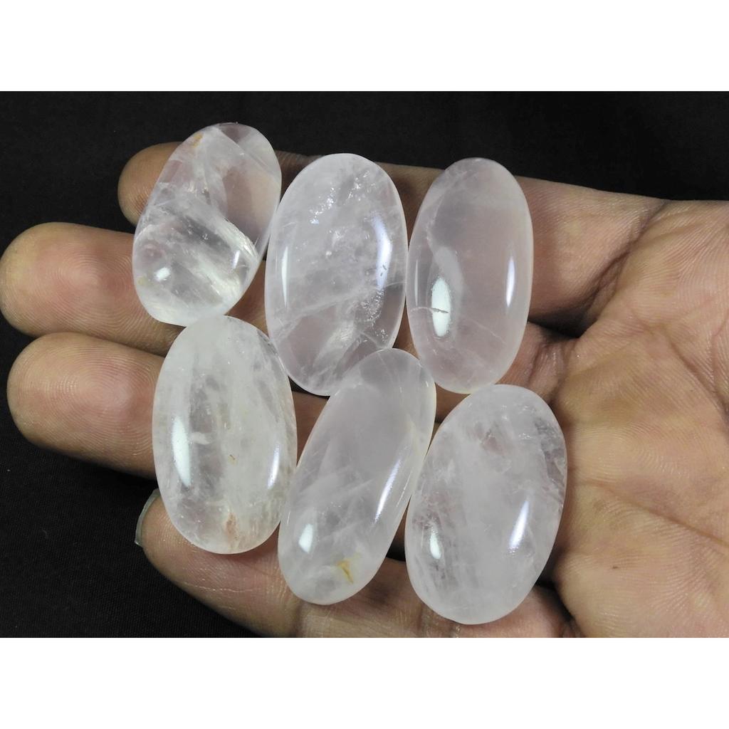 288Cts. Natural Pink Rose Quartz Oval Cabochon Loose Gemstone 06 Pcs Lot A-06