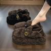 Lamb Wool Shoes Women Wear European Products In Winter, Piled Bean Shoes Keep Warm, Thick Soles Increase Height, Pregnant Women's Cotton Shoes