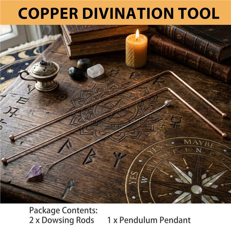 ABUL-Copper Dowsing Rods, 99.9% Pure Copper Divining Rod For Tracing Spiritual Energy 2Pcs( Includes 1 Pendulum )