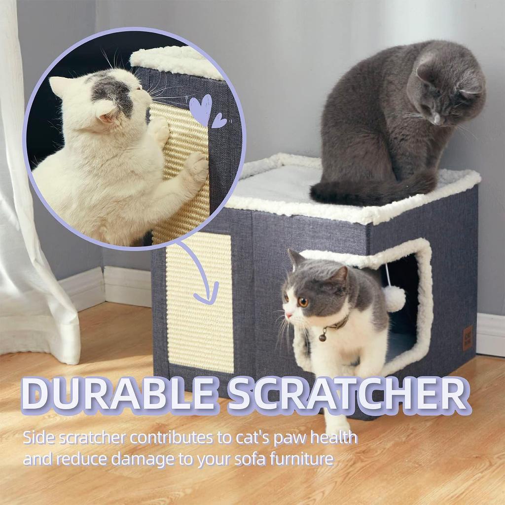 Foldable All-Season Cat and Dog Bed with Scratching Board