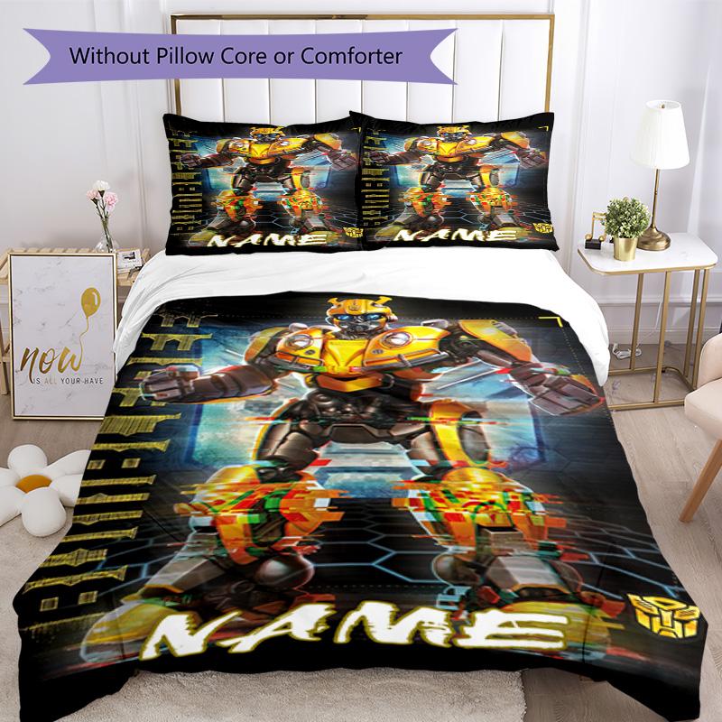Transformers Fans (3) Customize Your Name Bedding Set Breathable Duvet Cover with Pillowcases Home Decoration Birthday Gift