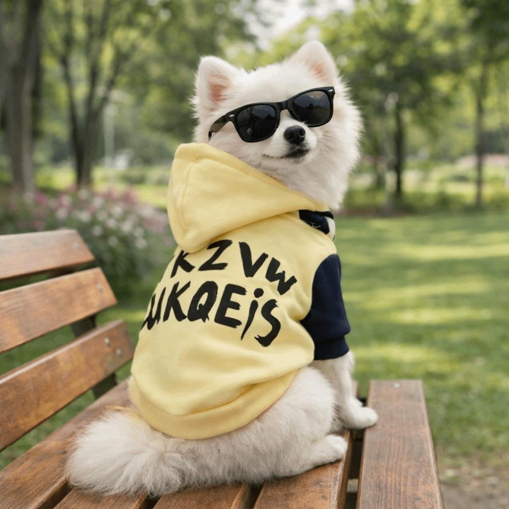 Letter Pattern Warm Dog Hoodie Cozy Soft Two-Legged Dog Clothing Comfortable Thicken Dog Hooded Sweatshirt Outdoor Walking