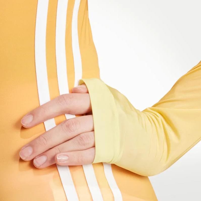 Adidas Originals Logo Print Striped Slim Fit Short Sleeve Dress Women Dresses Orange JF8266